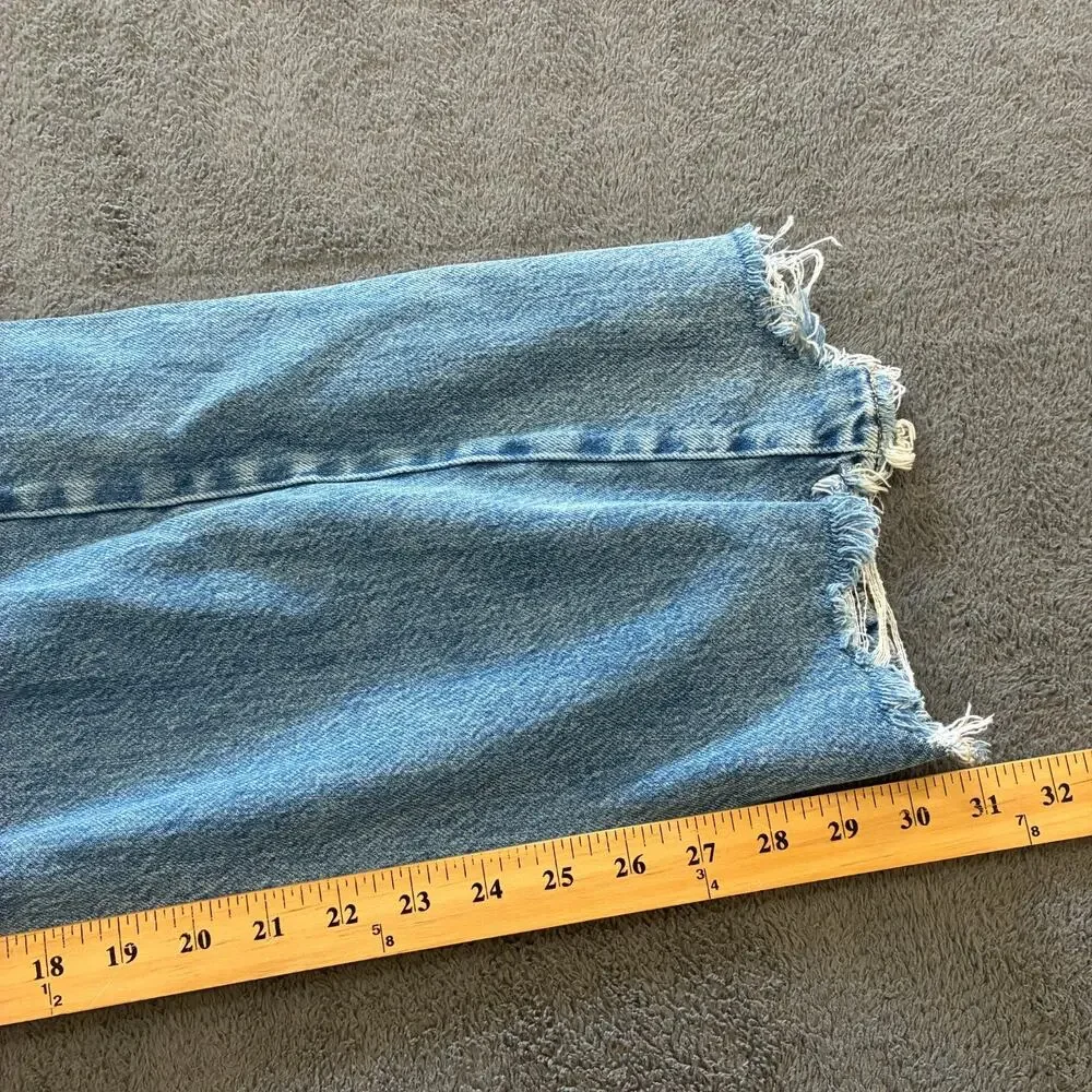 American Eagle Light Wash Blue Super High Rise Baggy Wide Leg Jeans Women's Sz 6 - Picture 5 of 10